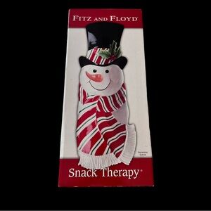 Fitz and Floyd Christmas Holiday Snack Therapy Snowman Server, NIB.